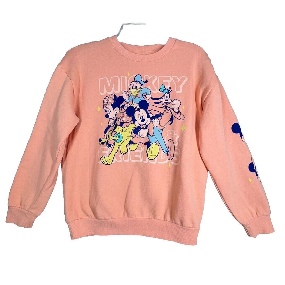 Mickey & Co Shirt Womens Medium Orange Graphic Sweatshirt Mickey Mouse Vacation